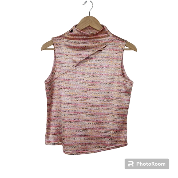 jamie sadock Tops - Jamie Sadock Pink Sleeveless Zipper Neck Cutout Sleeveless Knit Top Sz M